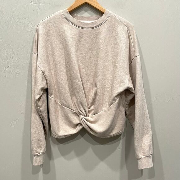 Frame Twisted Sweatshirt in Oatmeal Heather - Size: Large - Picture 2 of 9